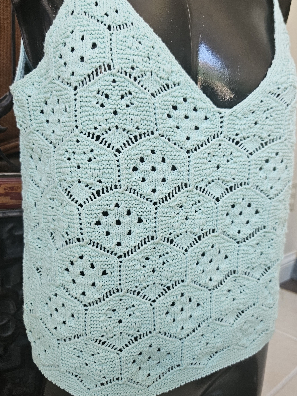 American Eagle Outfitters Mint Green Crochet Tank Top/GREEN